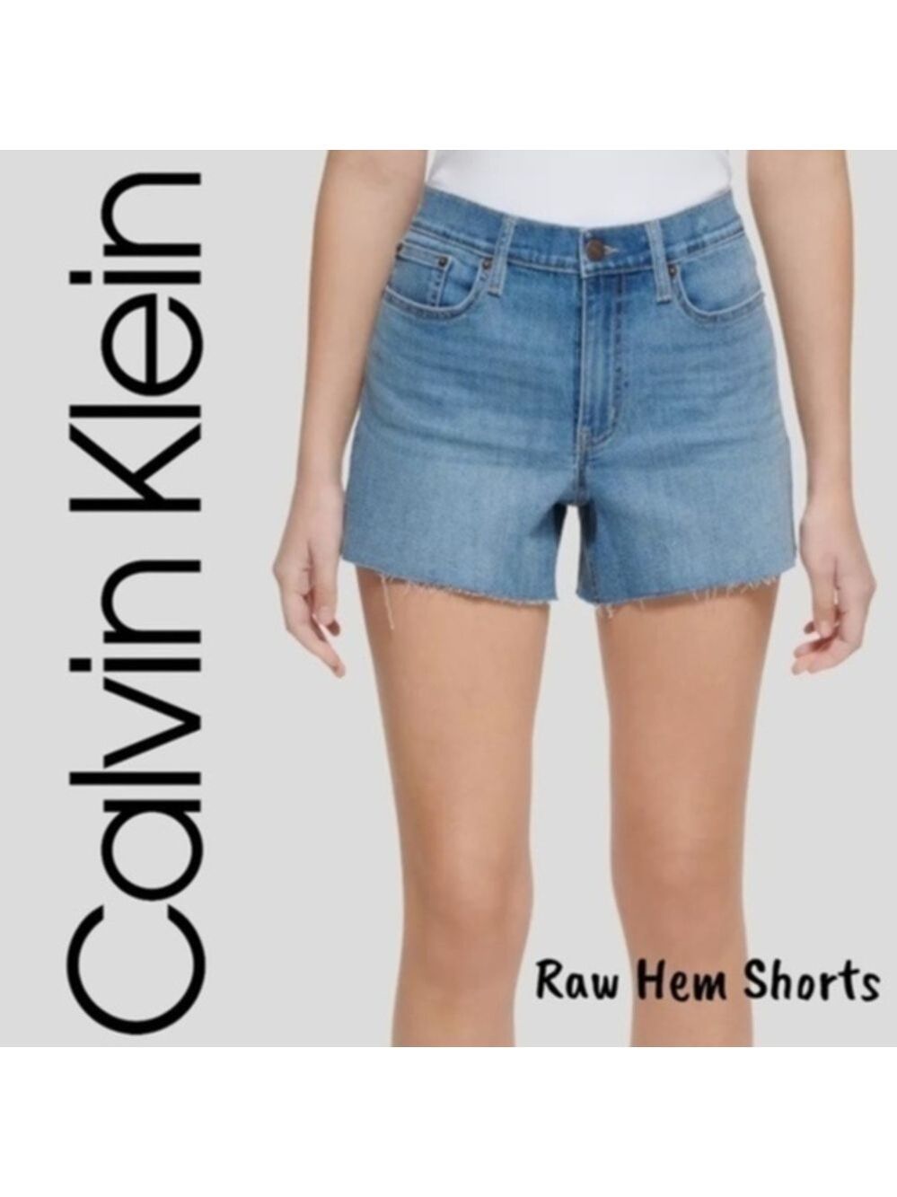 CALVIN KLEIN High-Rise Raw Hem Cutoff 4” Inseam Denim Shorts NWT/Size 31